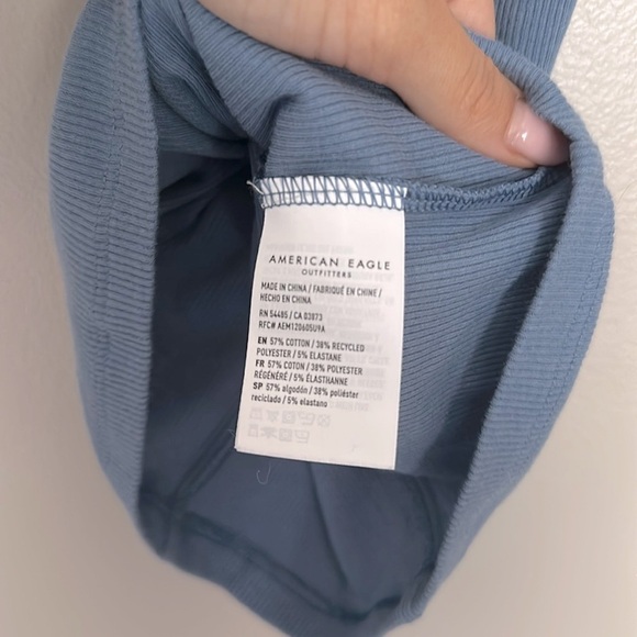 AE Fitted Blue Ribbed Tank Top - Picture 5 of 5